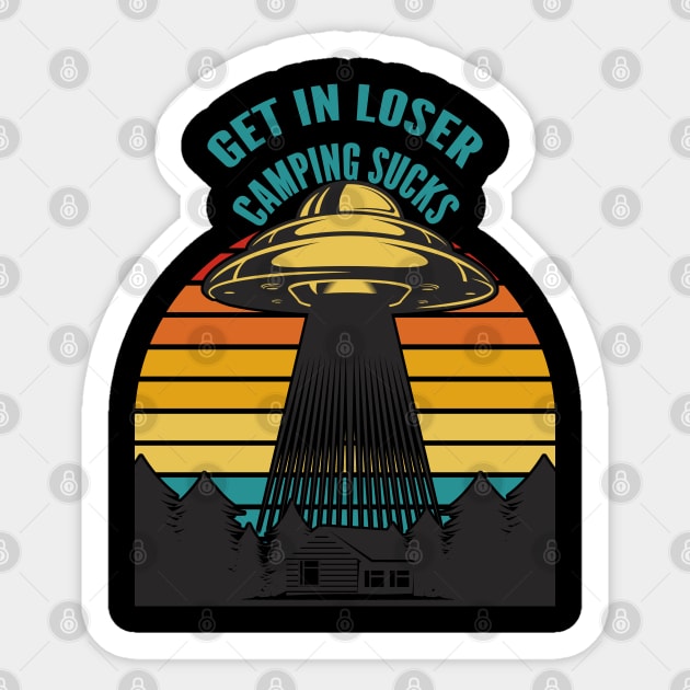 Funny Alien Ufo Retro Shirt Sticker by Retro_Design_Threadz